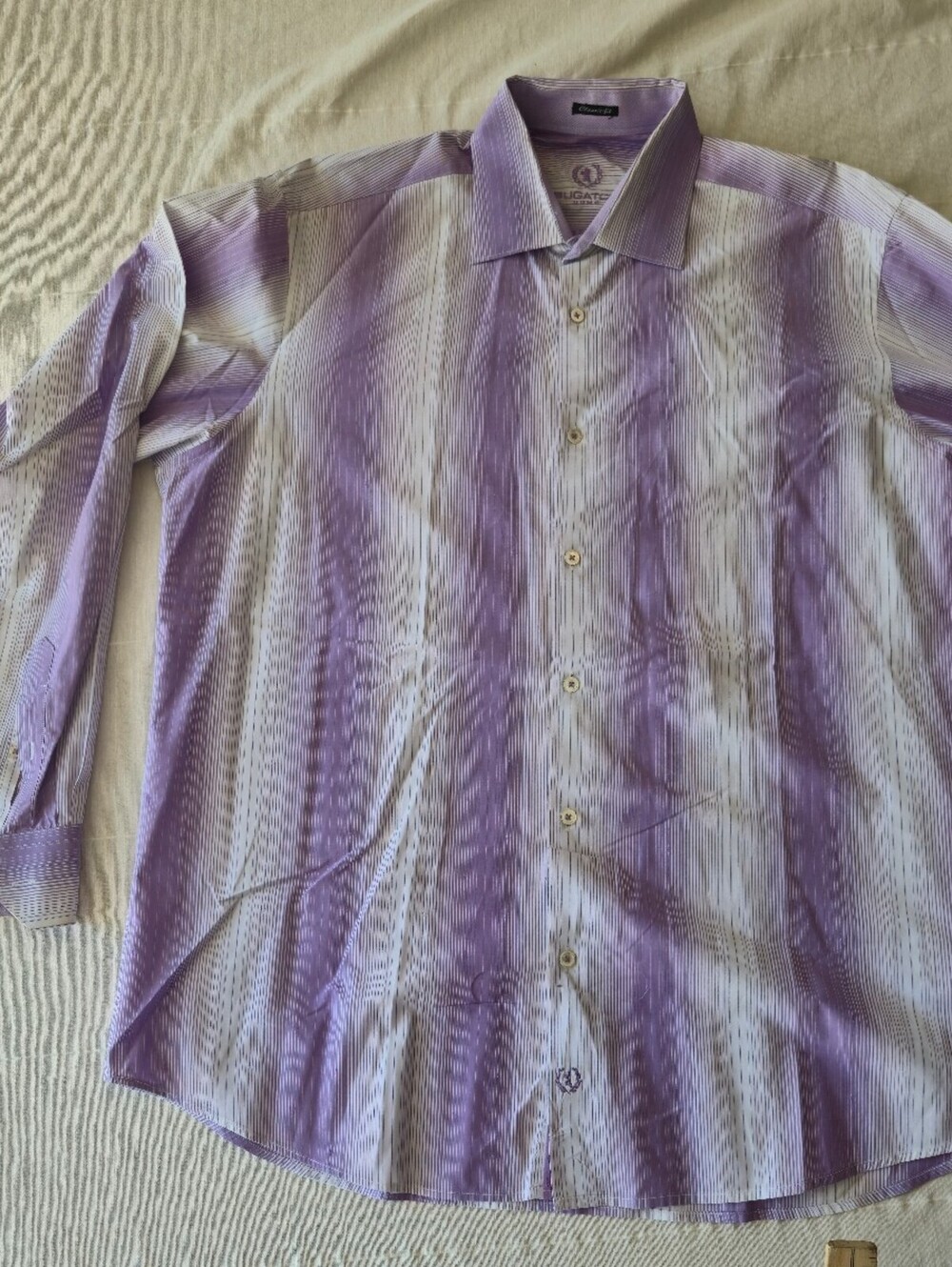Bugatchi Men's Long Sleeve CLASSIC PURPLE STRIPED Button-Up Dress SHIRT SZ XL